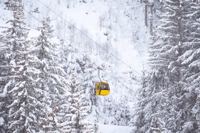 View of Gondola Cable Car in winter in Gulmarg