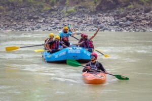 Group of Men River Rafting