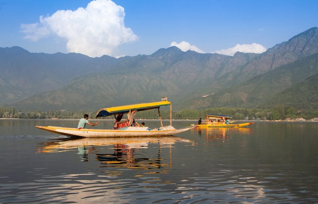 Tourists on a Shikara Boat ride in Dal Lake Srinagar